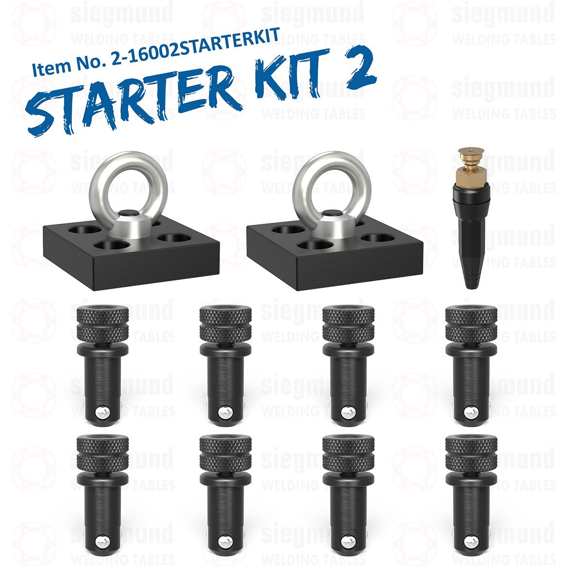 2 - 16002STARTERKIT: The Metric System 16 Dual Lifting Bracket Starter Kit for 2,400 x 1,200mm Welding Tables - 16mm Welding Table Accessories by Siegmund - The Flattest, Most Reliable Welding Tables & Fixturing Accessories in the World