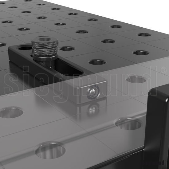 2 - 280421: 225mm L FDS Universal Stop with Pressure Spring (Burnished) - 28mm Welding Table Accessories by Siegmund - The Flattest, Most Reliable Welding Tables & Fixturing Accessories in the World