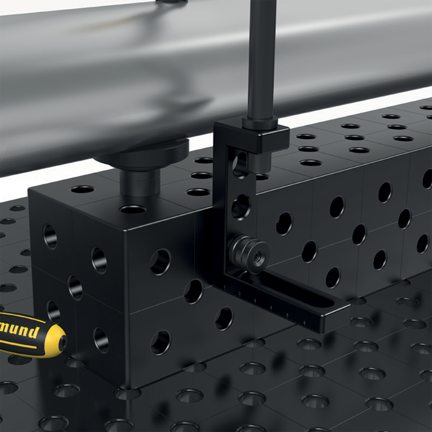 US280114.N: 7-7/8" L Stop and Clamping Square (Nitrided) - Siegmund Welding Tables USA (An Official Division of Quantum Machinery)