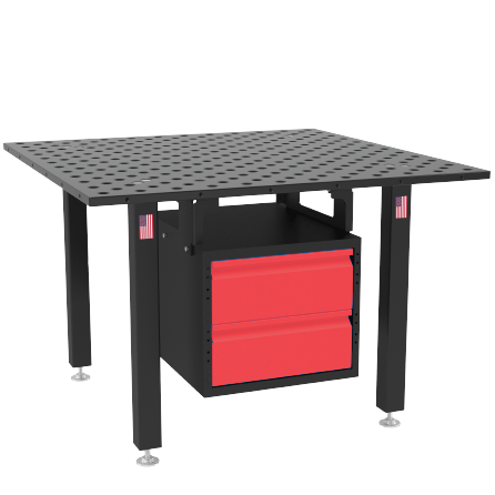 US281990.2.r: Lockable Sub Table Box Including 3 Drawers for the System 28 Basic Imperial Series Welding Tables - Siegmund Welding Tables USA (An Official Division of Quantum Machinery)