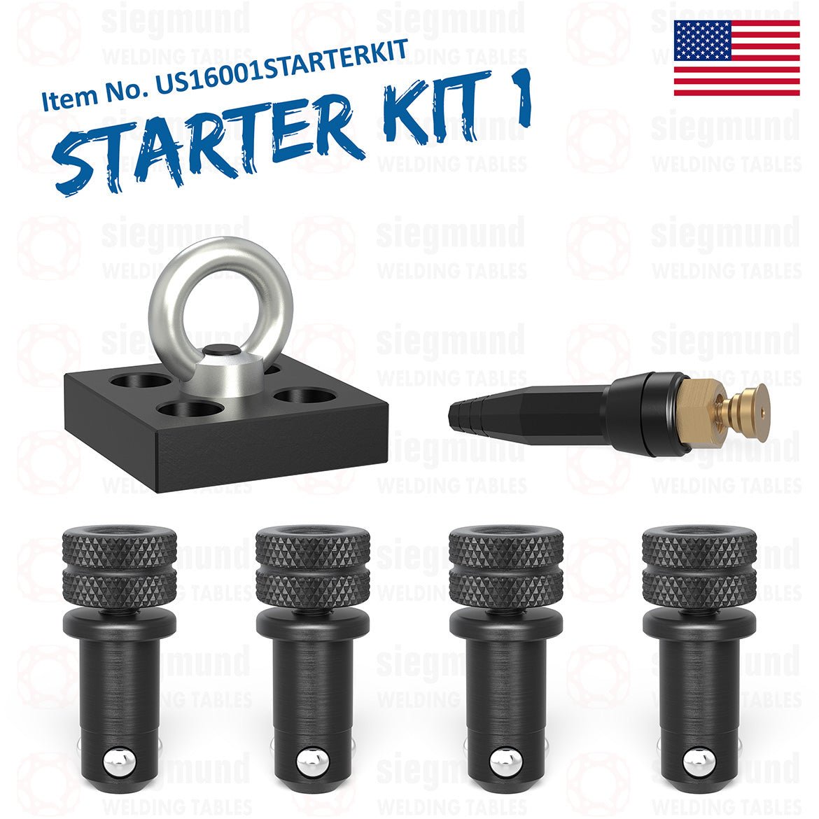 US16001STARTERKIT: The Imperial System 16 Single Lifting Bracket Starter Kit for Tables 4'x5' & Smaller - 16mm Imperial Series Welding Table Accessories by Siegmund - The Flattest, Most Reliable Welding Tables & Fixturing Accessories in the World