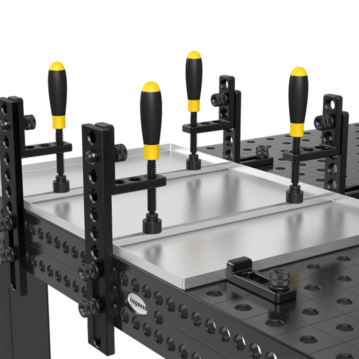 US160113.N: 3-5/8" VL Stop and Clamping Square (Nitrided) - 16mm Imperial Series Welding Table Accessories by Siegmund - The Flattest, Most Reliable Welding Tables & Fixturing Accessories in the World