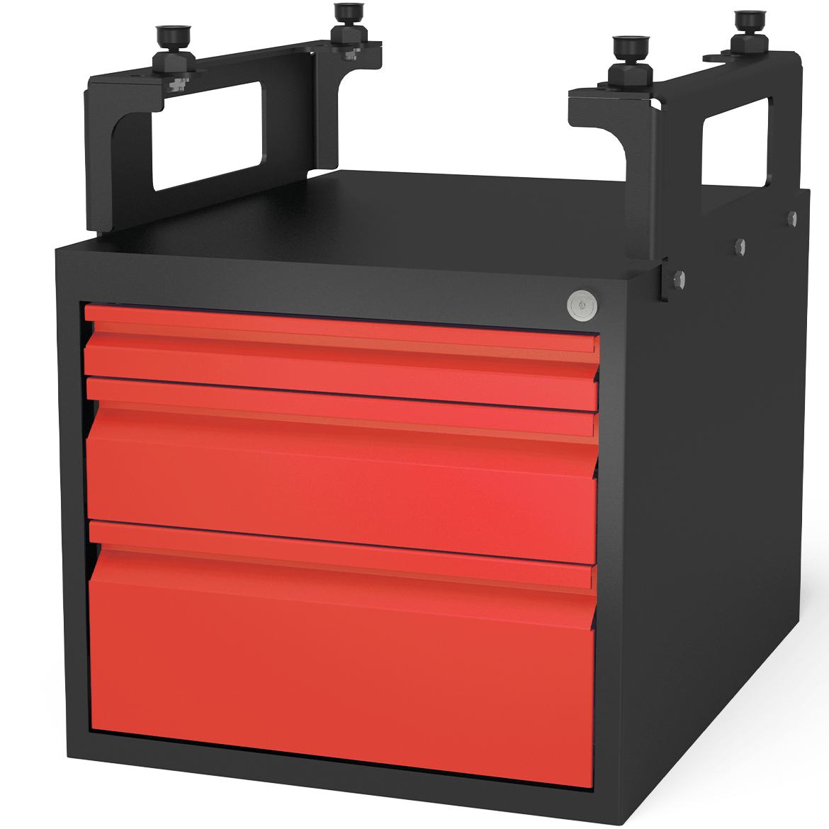 US281990.2.r: Lockable Sub Table Box Including 3 Drawers for the System 28 Basic Imperial Series Welding Tables - 28mm Imperial Series Welding Table Accessories by Siegmund - The Flattest, Most Reliable Welding Tables & Fixturing Accessories in the World