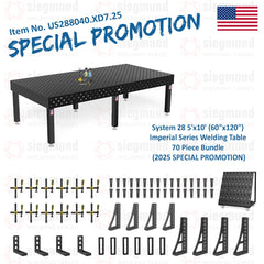 US288040.XD7.25: System 28 5'x10' (60"x120") Imperial Series (Inch) Welding Table 70 Piece Bundle (2025 SPECIAL PROMOTION) - System 28 Imperial Series Welding Tables by Siegmund - The Flattest, Most Reliable Welding Tables & Fixturing Accessories in the World