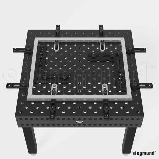 2-280421: 225mm L FDS Universal Stop with Pressure Spring (Burnished) - Siegmund Welding Tables USA (An Official Division of Quantum Machinery)