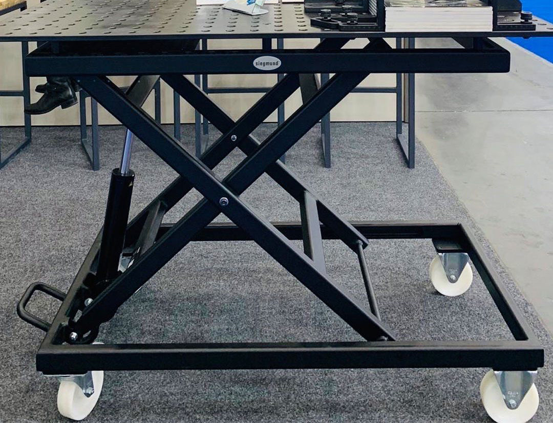 System 22 Mobile Lifting Welding Table 1200x800mm (47"x31") (Item No. 2-HT224004.P) - Siegmund Welding Tables and Fixtures USA - A Division of Quantum Machinery Group