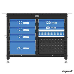 2 - 004220.WS: 60 mm Drawer With Clip Rail For Siegmund Workstation - 16mm Welding Table Accessories by Siegmund - The Flattest, Most Reliable Welding Tables & Fixturing Accessories in the World