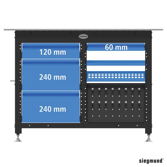 2 - 004220.WS: 60 mm Drawer With Clip Rail For Siegmund Workstation - 16mm Welding Table Accessories by Siegmund - The Flattest, Most Reliable Welding Tables & Fixturing Accessories in the World