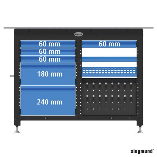 2 - 004235.WS: 240 mm Drawer With Clip Rail For Siegmund Workstations - 16mm Welding Table Accessories by Siegmund - The Flattest, Most Reliable Welding Tables & Fixturing Accessories in the World