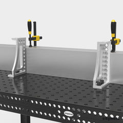 2 - 160120: 250 GK Left Stop and Clamping Square (Aluminum/Titanium) - 16mm Welding Table Accessories by Siegmund - The Flattest, Most Reliable Welding Tables & Fixturing Accessories in the World