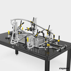 2 - 160120: 250 GK Left Stop and Clamping Square (Aluminum/Titanium) - 16mm Welding Table Accessories by Siegmund - The Flattest, Most Reliable Welding Tables & Fixturing Accessories in the World