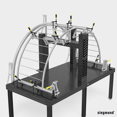 2 - 160120: 250 GK Left Stop and Clamping Square (Aluminum/Titanium) - 16mm Welding Table Accessories by Siegmund - The Flattest, Most Reliable Welding Tables & Fixturing Accessories in the World