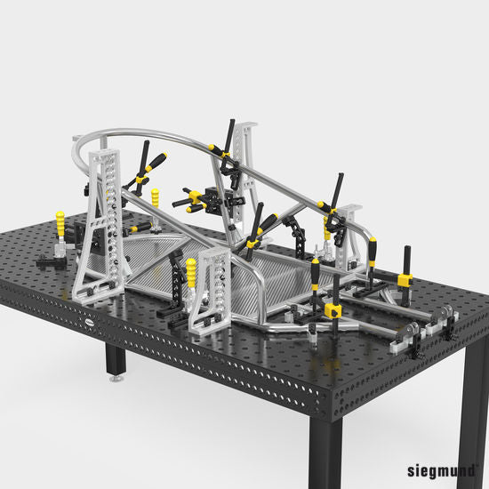 2 - 160138: 500 GK Left Stop and Clamping Square (Aluminum/Titanium) - 16mm Welding Table Accessories by Siegmund - The Flattest, Most Reliable Welding Tables & Fixturing Accessories in the World