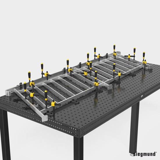 2 - 160601: Screw Clamp with Round Pipe (Burnished) - 16mm Welding Table Accessories by Siegmund - The Flattest, Most Reliable Welding Tables & Fixturing Accessories in the World