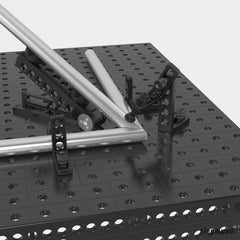 2 - 160666: Short Arbor with Bushing and Prism (Burnished) - 16mm Welding Table Accessories by Siegmund - The Flattest, Most Reliable Welding Tables & Fixturing Accessories in the World