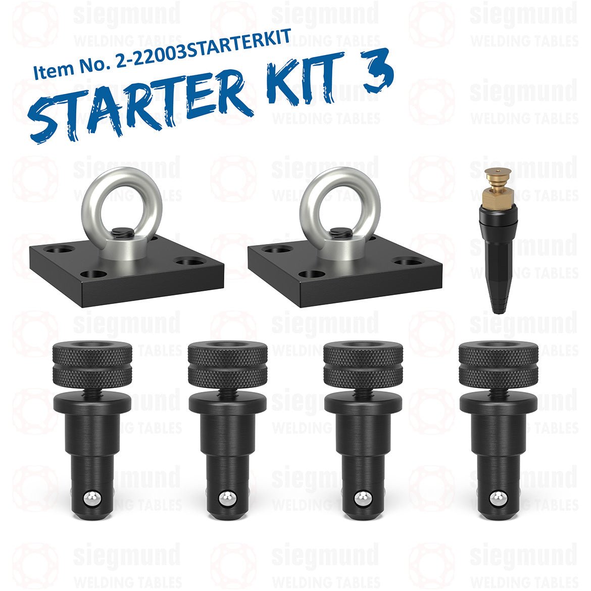 2 - 22003STARTERKIT: The Metric System 22 Dual Lifting Bracket Starter Kit for 3,000 x 1,500mm Welding Tables - 22mm Welding Table Accessories by Siegmund - The Flattest, Most Reliable Welding Tables & Fixturing Accessories in the World