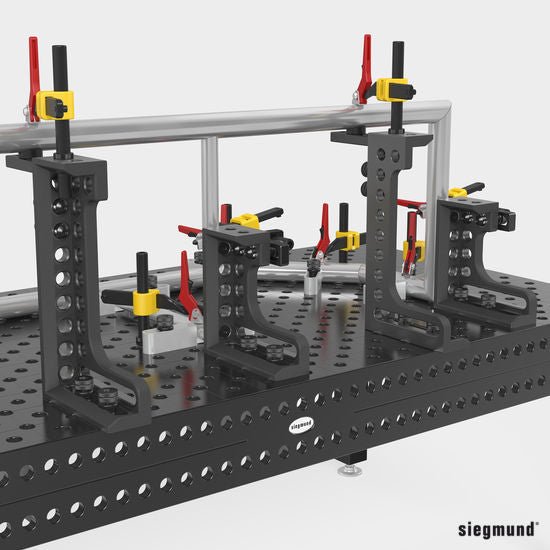 2 - 280124.N: 300mm GK Left Stop and Clamping Square (Nitrided) - 28mm Welding Table Accessories by Siegmund - The Flattest, Most Reliable Welding Tables & Fixturing Accessories in the World