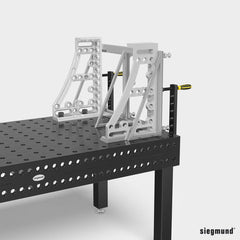 2 - 280138: 600mm GK Left Stop and Clamping Square (Aluminum/Titanium) - 28mm Welding Table Accessories by Siegmund - The Flattest, Most Reliable Welding Tables & Fixturing Accessories in the World