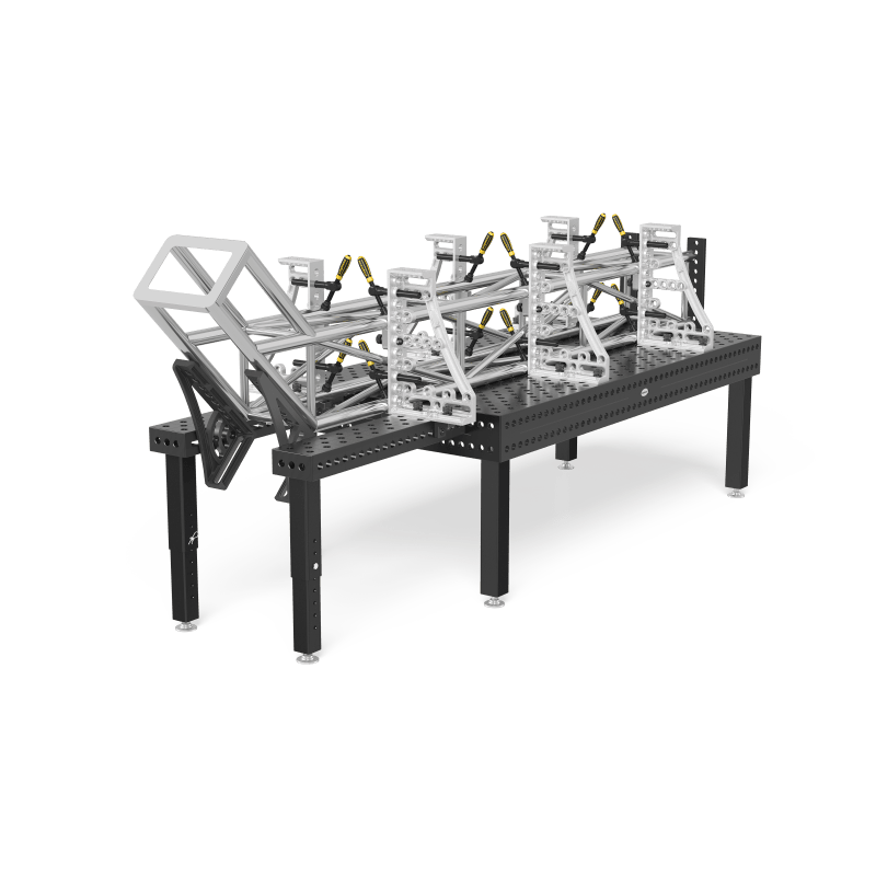 2 - 280311.P: 500x200x100mm Square U - Shape Riser Block with Left Side Oblong Holes/Slots (Plasma Nitrided) - 28mm Welding Table Accessories by Siegmund - The Flattest, Most Reliable Welding Tables & Fixturing Accessories in the World