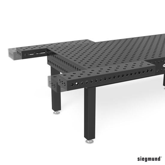 2 - 280321.P: 1,000x200x100mm Square U - Shape Riser Block with Left Side Oblong Holes/Slots (Plasma Nitrided) - 28mm Welding Table Accessories by Siegmund - The Flattest, Most Reliable Welding Tables & Fixturing Accessories in the World