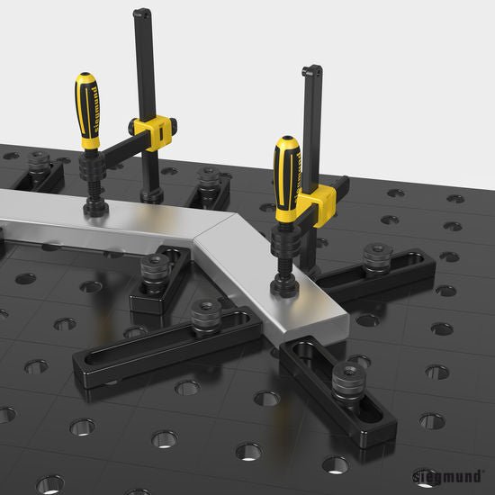 2 - 280410.A: 150mm L Universal Stop (Aluminum) - 28mm Welding Table Accessories by Siegmund - The Flattest, Most Reliable Welding Tables & Fixturing Accessories in the World