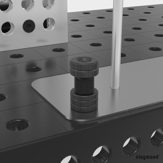 2 - 280571: Short Adjustable Fast Clamping Bolt without Slot (Burnished) - 28mm Welding Table Accessories by Siegmund - The Flattest, Most Reliable Welding Tables & Fixturing Accessories in the World