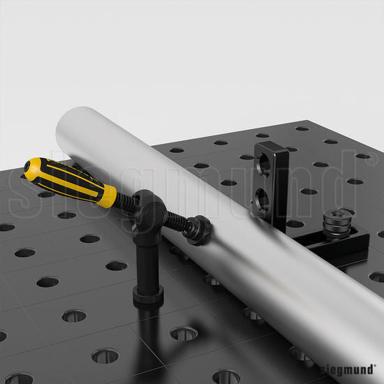 2 - 280604: Universal Basic Pipe Clamp (Burnished) - 28mm Welding Table Accessories by Siegmund - The Flattest, Most Reliable Welding Tables & Fixturing Accessories in the World