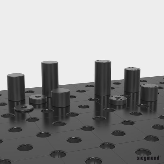 2 - 280715: Ø 50/15 Adapter with Hole Pattern for Toggle Clamps (Burnished) - 28mm Welding Table Accessories by Siegmund - The Flattest, Most Reliable Welding Tables & Fixturing Accessories in the World