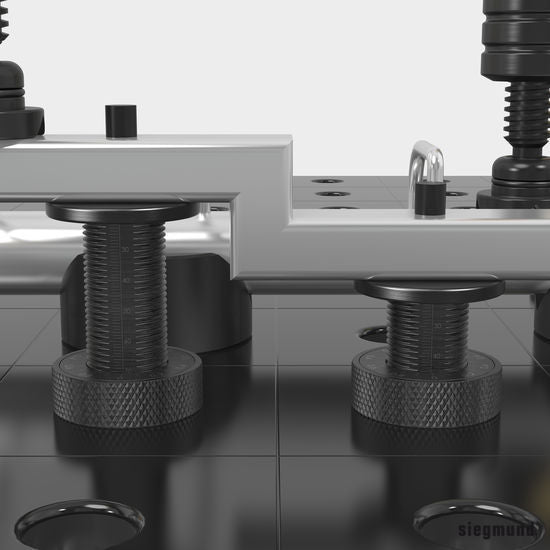 2 - 280824: Height Adjustable Support with Scale (Burnished) - 28mm Welding Table Accessories by Siegmund - The Flattest, Most Reliable Welding Tables & Fixturing Accessories in the World