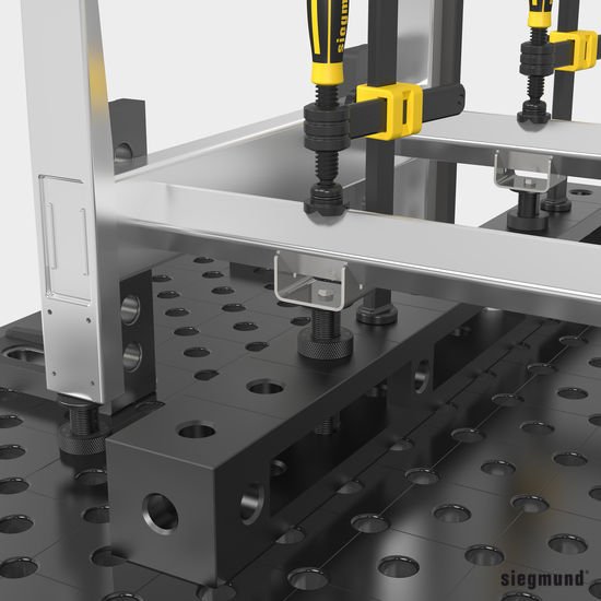 2 - 280824: Height Adjustable Support with Scale (Burnished) - 28mm Welding Table Accessories by Siegmund - The Flattest, Most Reliable Welding Tables & Fixturing Accessories in the World