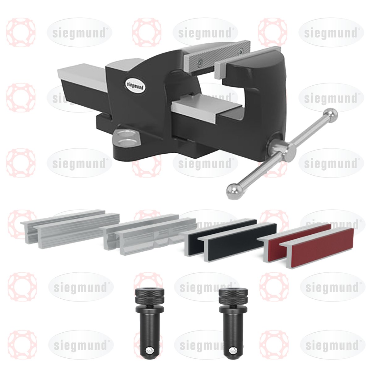 2 - 284330: Bench Vise 150 for System 28 with 150 Vise Jaw Cover Set - 28mm Welding Table Accessories by Siegmund - The Flattest, Most Reliable Welding Tables & Fixturing Accessories in the World