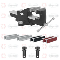 2 - 284330: Bench Vise 150 for System 28 with 150 Vise Jaw Cover Set - 28mm Welding Table Accessories by Siegmund - The Flattest, Most Reliable Welding Tables & Fixturing Accessories in the World