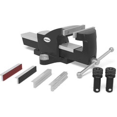 2 - 284330: Bench Vise 150 for System 28 with 150 Vise Jaw Cover Set - 28mm Welding Table Accessories by Siegmund - The Flattest, Most Reliable Welding Tables & Fixturing Accessories in the World