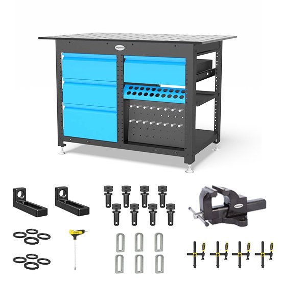 2 - 287343: Siegmund System 28 Workstation with "Set B" Including 1200x800 mm Perforated Plate - 28mm Welding Table Accessories by Siegmund - The Flattest, Most Reliable Welding Tables & Fixturing Accessories in the World