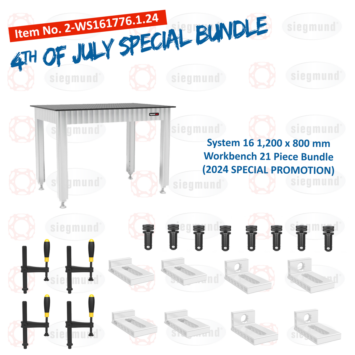 2-WS161776.1.24: 1,200x800mm System 16 Workbench, 21 Piece Bundle (JULY 4TH, 2024 SPECIAL PROMOTION)