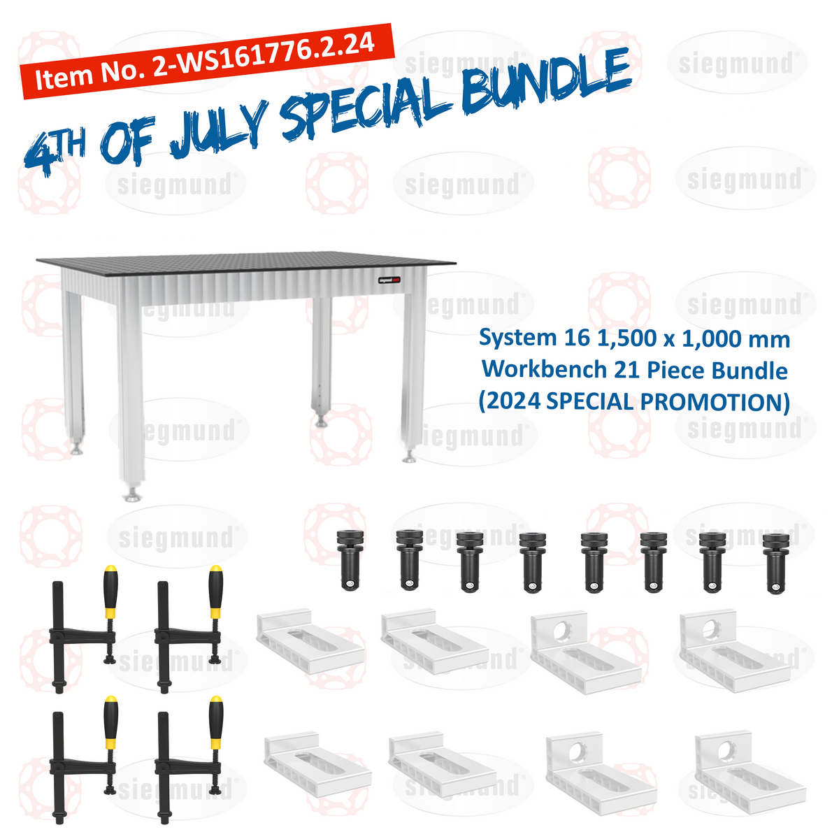 2-WS161776.2.24: 1,500x1,000mm System 16 Workbench, 21 Piece Bundle (JULY 4TH, 2024 SPECIAL PROMOTION)