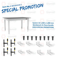 2 - WS161510.1: 1,500x1,000mm System 16 Workbench, 21 Piece Bundle (2024 SPECIAL PROMOTION) - System 16 Welding Tables by Siegmund - The Flattest, Most Reliable Welding Tables & Fixturing Accessories in the World