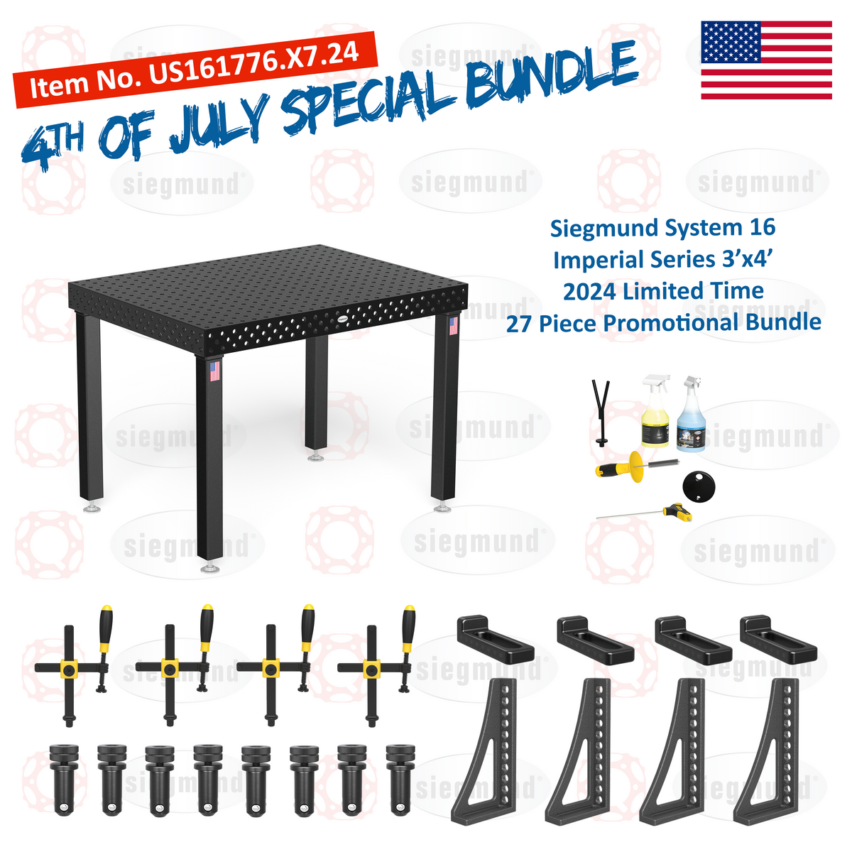 US161776.X7.24: System 16 3'x4' (36"x48") Imperial 8.7 Series (Inch) Welding Table 27 Piece Bundle (JULY 4TH, 2024 SPECIAL PROMOTION)