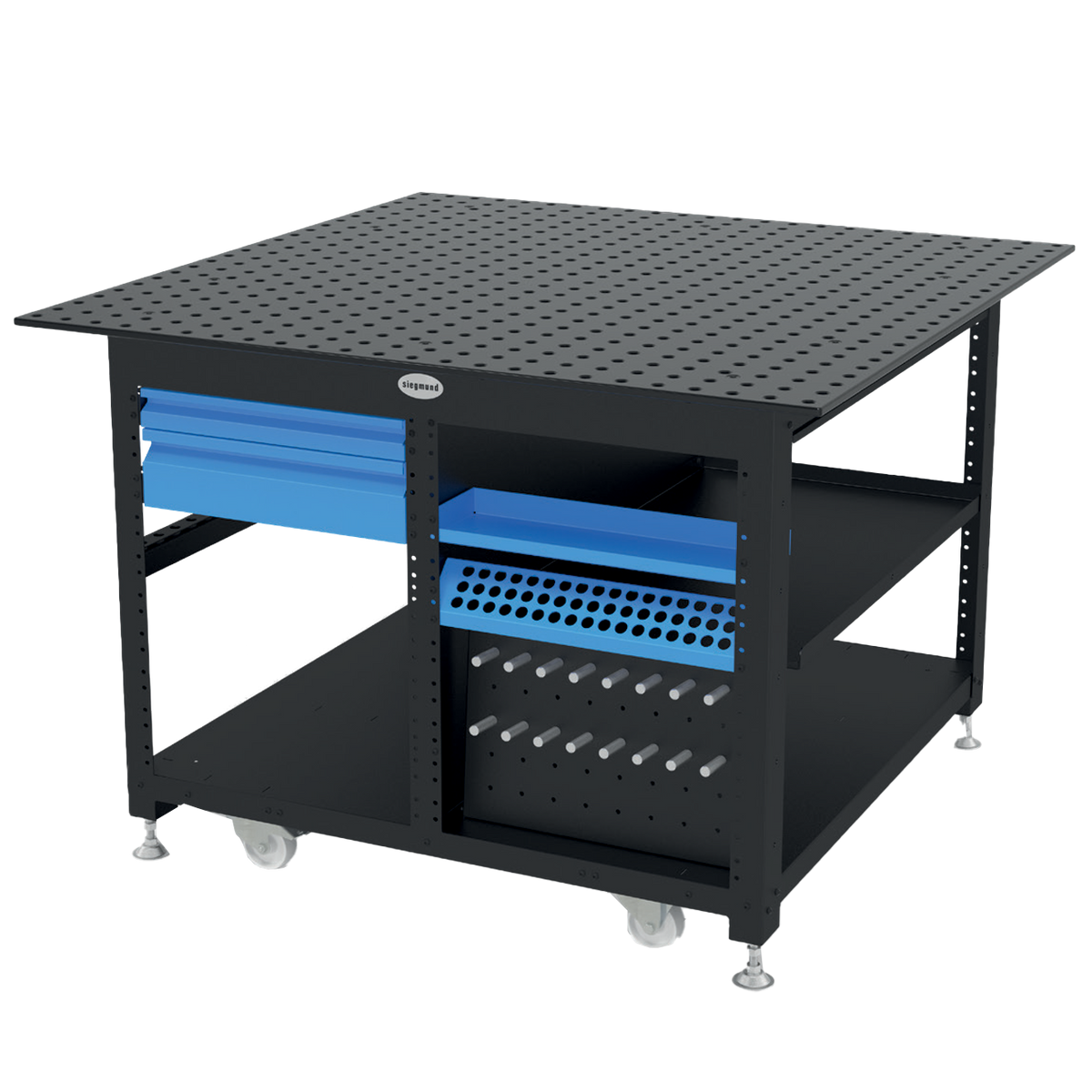 US164603: System 16 Workstation Including 4'x4' (48"x48") Perforated Plate & 2 Storage Drawers (Siegmund Imperial Series)