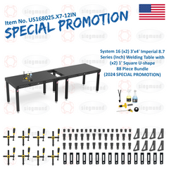 US168025.X7-12IN: System 16 (x2) 3'x4' (36"x48') Imperial 8.7 Series (Inch) Welding Table and (x2) 1' Square U-shape 88 Piece Bundle (2024 SPECIAL PROMOTION)