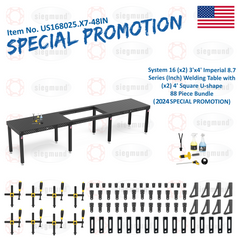US168025.X7-48IN: System 16 (x2) 3'x4' (36"x48") Imperial 8.7 Series (Inch) Welding Table and (x2) 4' Square U-shape 88 Piece Bundle (2024 SPECIAL PROMOTION)