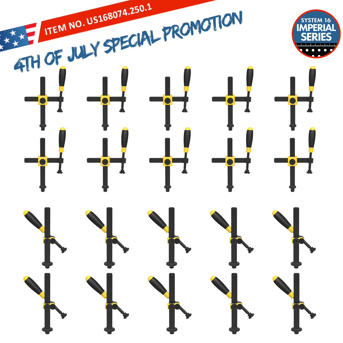 US168074.250.1: Professional Clamp Bundle for the System 16 Imperial Series Welding Tables 20 Piece Bundle (JULY 4TH, 2026 SPECIAL PROMOTION)