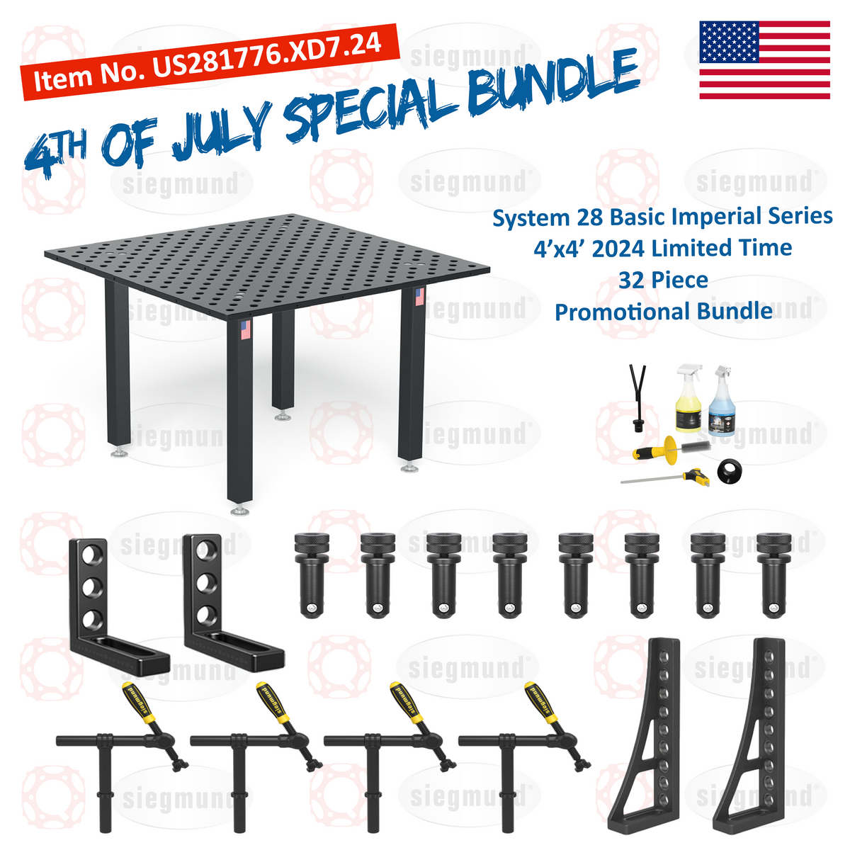 US281776.XD7.24: System 28 4'x4' (48"x48") Imperial "BASIC" Series (Inch) Welding Table 23 Piece Bundle (JULY 4TH, 2024 SPECIAL PROMOTION)