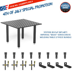 US288074.250.4: System 28 4'x4' (48"x48") Imperial "BASIC" Series (Inch) Welding Table 17 Piece Bundle (JULY 4TH, 2026 SPECIAL PROMOTION)