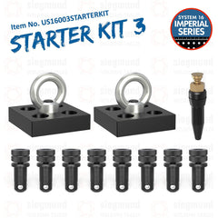 US16003STARTERKIT: The Imperial System 16 Dual Lifting Bracket Starter Kit for the 5'x10' Welding Tables - 16mm Imperial Series Welding Table Accessories by Siegmund - The Flattest, Most Reliable Welding Tables & Fixturing Accessories in the World