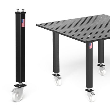 US161855.XX: 35" Leg with Caster and Locking Brake for the System 28 Imperial BASIC Series Welding Tables - 28mm Imperial Series Welding Table Accessories by Siegmund - The Flattest, Most Reliable Welding Tables & Fixturing Accessories in the World