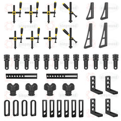 US163200: Set 2, 50 Piece Accessory Kit for the System 16 Imperial Series Welding Tables - 16mm Imperial Series Welding Table Accessories by Siegmund - The Flattest, Most Reliable Welding Tables & Fixturing Accessories in the World