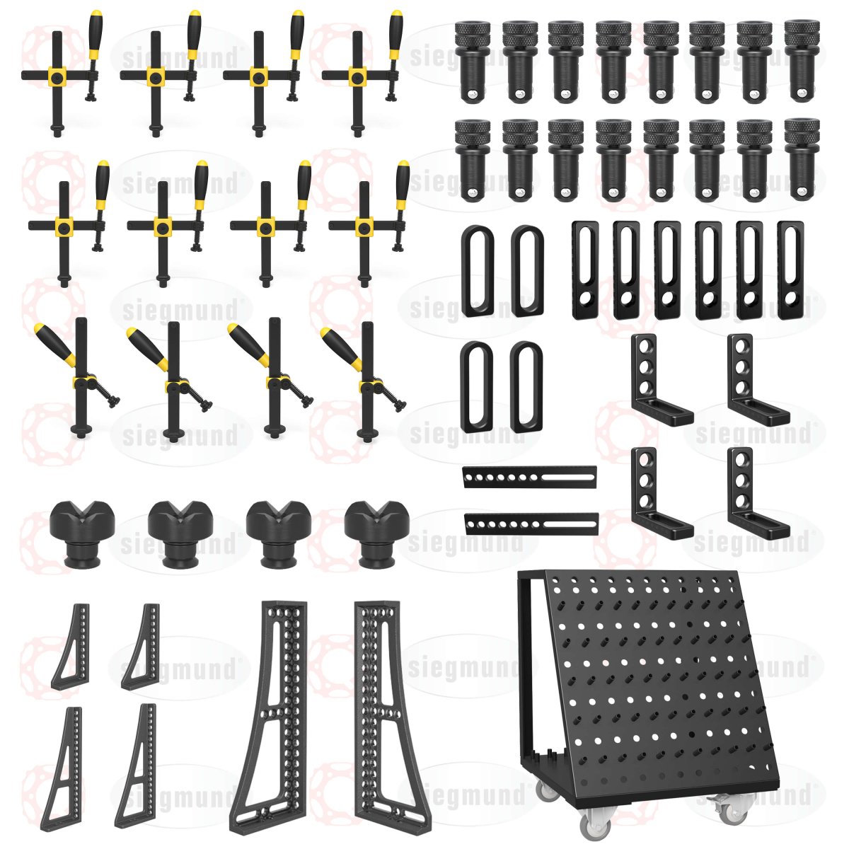 US163300: Set 3, 61 Piece Accessory Kit for the System 16 Imperial Series Welding Tables - 16mm Imperial Series Welding Table Accessories by Siegmund - The Flattest, Most Reliable Welding Tables & Fixturing Accessories in the World