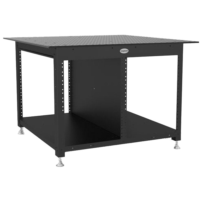 US164601: System 16 Workstation Including 4'x4' (48"x48") Perforated Plate with Shelves (Siegmund Imperial Series) - System 16 Imperial Series Welding Tables by Siegmund - The Flattest, Most Reliable Welding Tables & Fixturing Accessories in the World