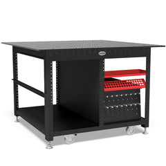 US164601: System 16 Workstation Including 4'x4' (48"x48") Perforated Plate with Shelves (Siegmund Imperial Series) - System 16 Imperial Series Welding Tables by Siegmund - The Flattest, Most Reliable Welding Tables & Fixturing Accessories in the World